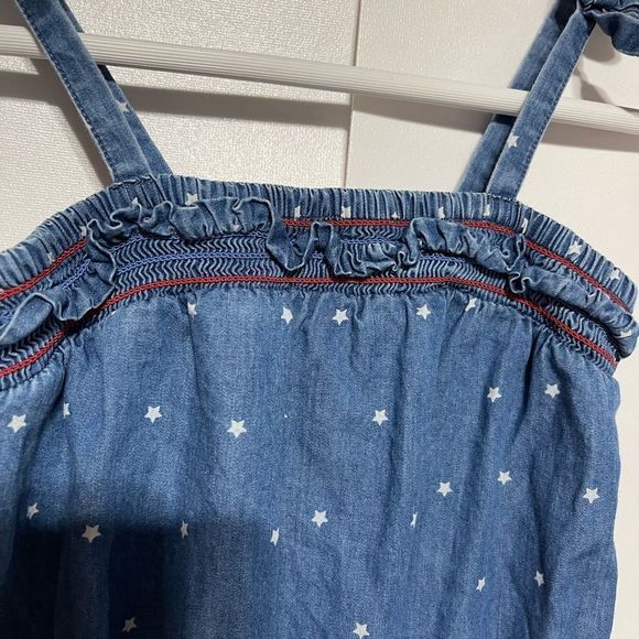 Cat & Jack Blue Chambray Sleeveless Romper with Red Trim and White Stars 6/6X - Picture 9 of 13